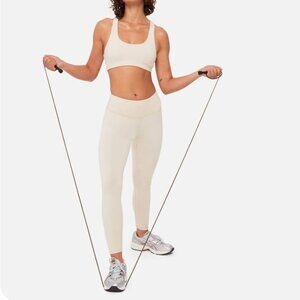 MATE the Label Organic Stretch Sports Bra and Midi Legging in BONE Sz Sm